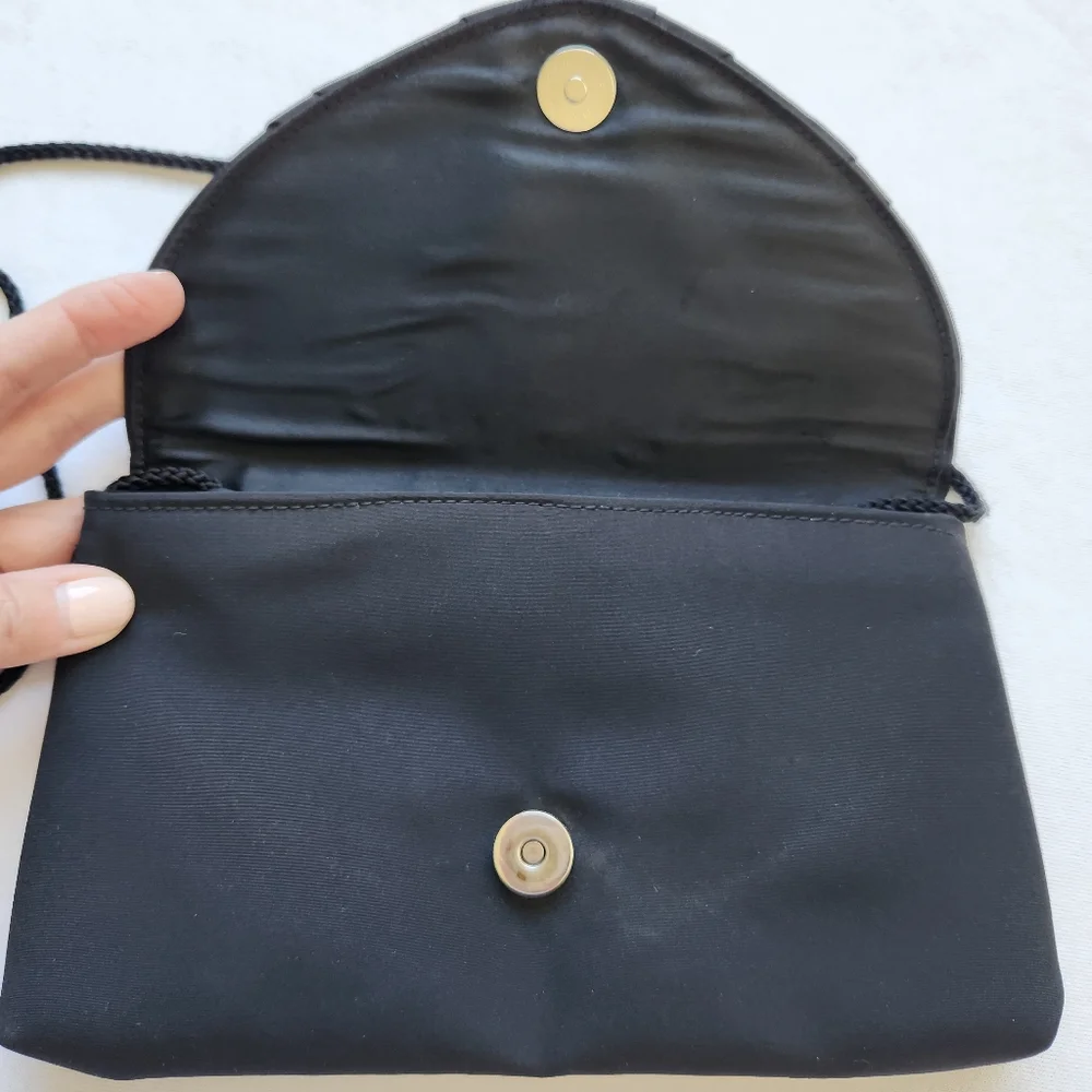 Le Regale Black Evening Formal Shoulder Bag Clutch Crossbody Elegant Glam Classy - Picture 8 of 13